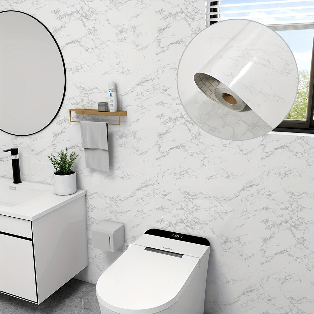 Marble Peel and Stick Wallpaper Roll - Waterproof Oil-Proof Self-Adhesive Wall Contact Paper for Kitchen Backsplash Bathroom Countertop