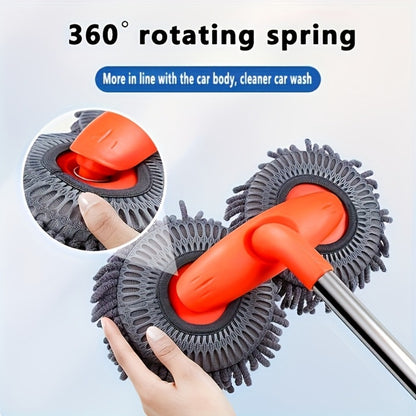 Car Wash Mop with Adjustable Handle – Microfiber Cleaning Brush for Cars & Trucks, Scratch-Free Detailing Tool