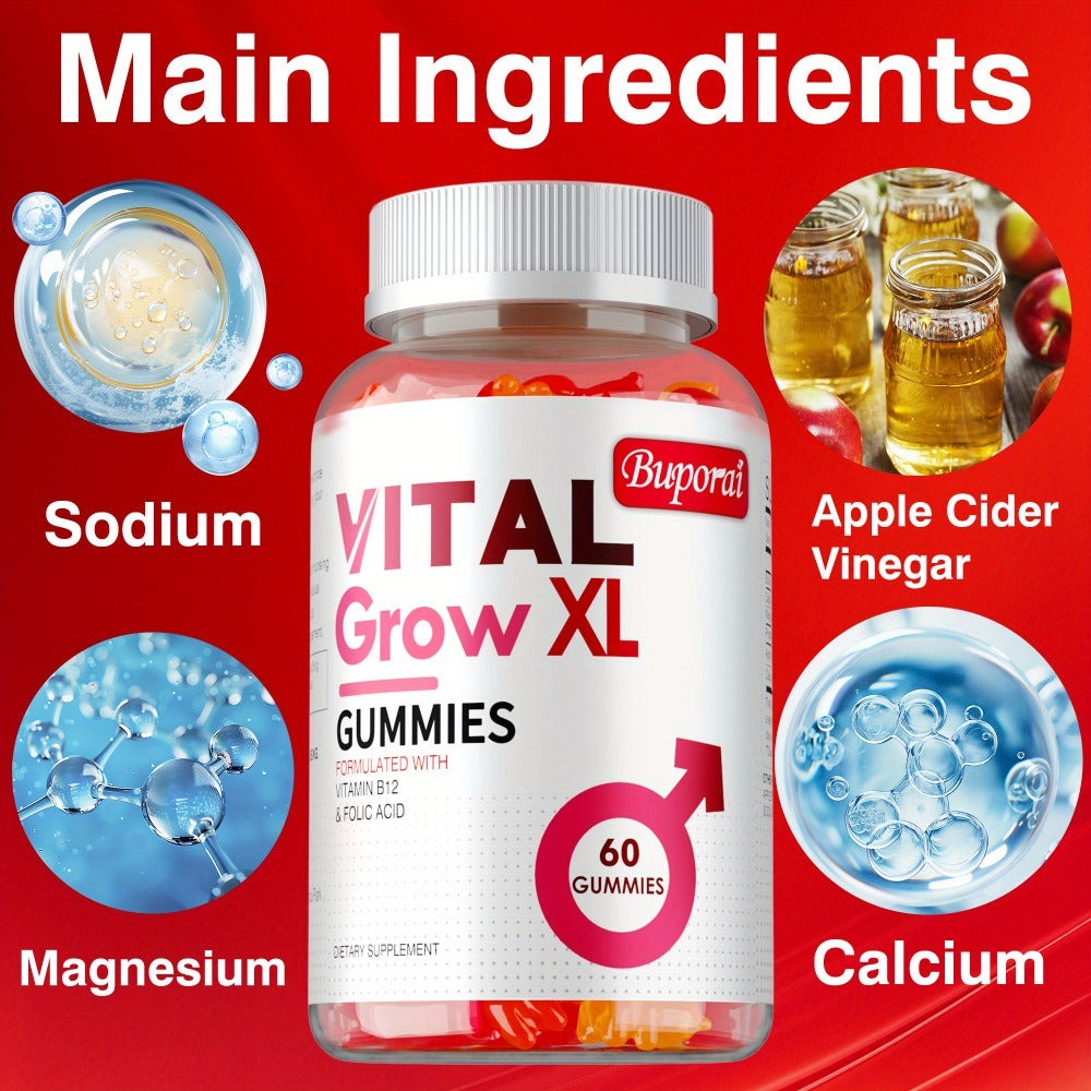 Men's Vitality Gummies 60ct – Sodium, Calcium & Magnesium Formula – Daily Support for Male Health, Muscle Function & Energy – Easy-to-Take Wellness Gummies for Men