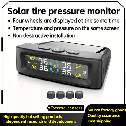 [Wireless Solar TPMS] Tire Pressure Monitoring System, Universal Wireless Solar Tire Pressure Monitoring System TPMS External Sensor, Suitable For 36V And Below, Can Accurately Detect Tire Pressure