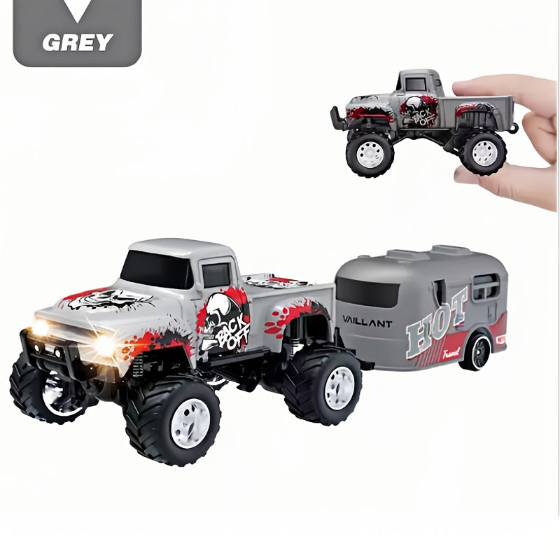 Mini Alloy RC Monster Truck 1:64 Scale 2.4GHz Off-Road Crawler with LED Lights, Street Graffiti Spray-Paint Design, White Headlights & Red Taillights – 5 Colors Kids Gift