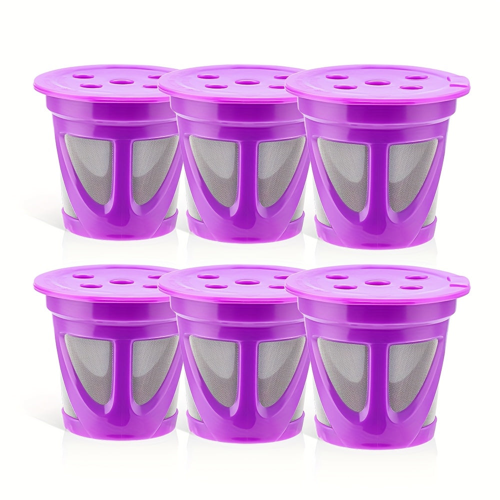 Reusable K-Cup Coffee Pods Set of 6 – Refillable Coffee Filters Compatible with Keurig K-Supreme & K-Supreme Plus, Use Your Own Ground Coffee, Eco-Friendly & BPA-Free – Black, Purple, Mixed