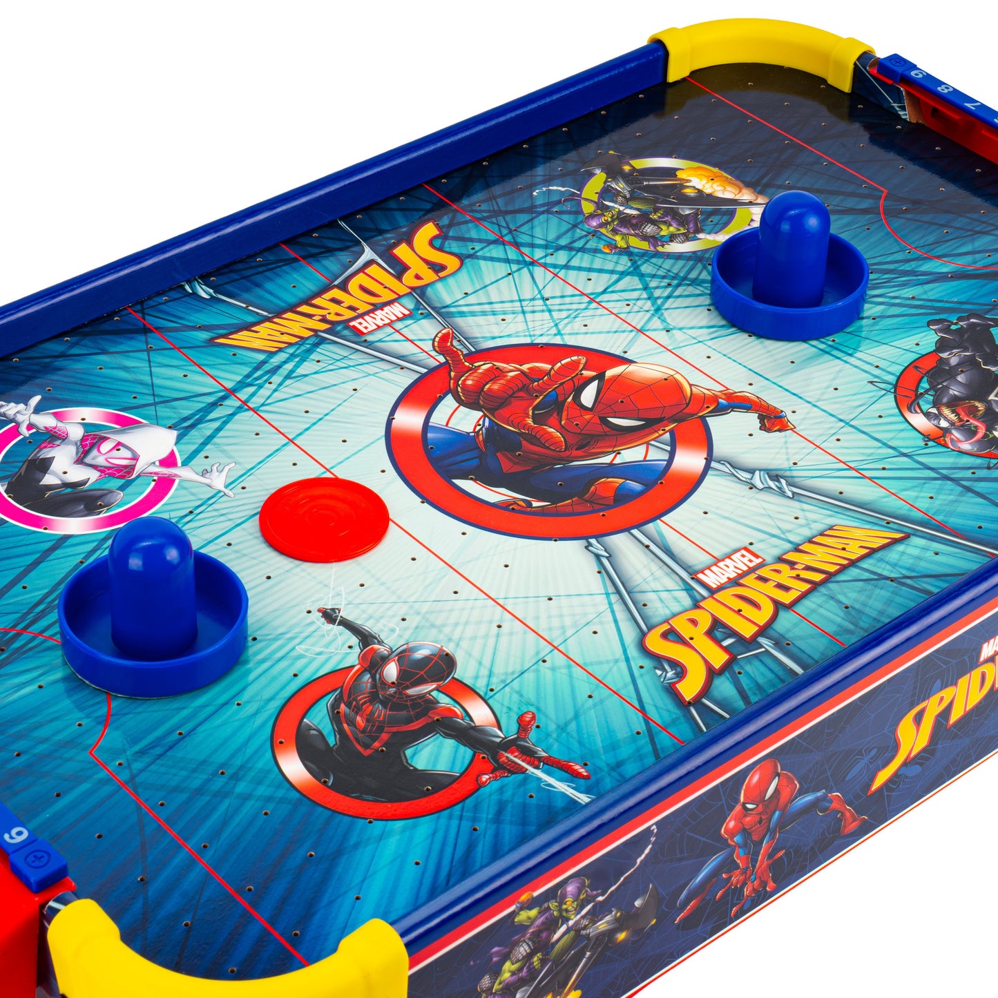 Spider-Man Tabletop Air Hockey Table Officially Licensed Marvel – Wood Electric Air Hockey Game for Kids Ages 5+, Superhero Game Night Toy, Birthday Gift for Boys & Girls