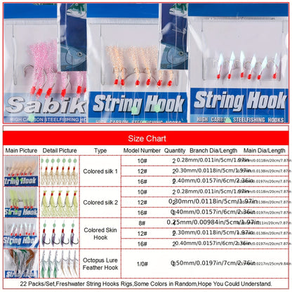 Fishing Rig Set 22 Packs Flasher Lure Bait Rigs - Glow Beads & High Carbon Hooks for Freshwater & Saltwater Trout Bass Salmon Fishing Tackle
