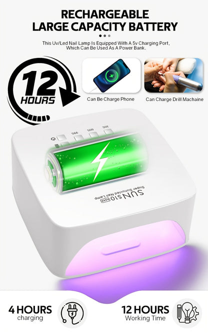 Rechargeable UV LED Nail Lamp 30 Beads – Professional Gel Nail Curing Light Cordless with 3 Timer Settings | Fast Curing Nail Dryer for Home & Salon, Compatible All Gel Polish