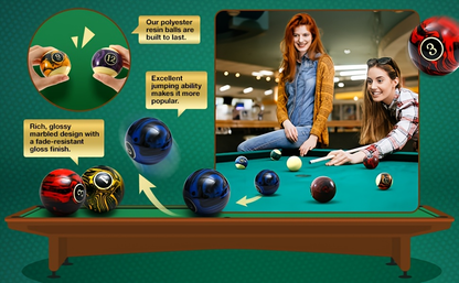 Pool Balls Billiard Set 20 Piece Complete Kit with 16 Fancy Billiard Balls 2 Diamond Pool Cue Sticks and 2 Ball Racks Full Billiard Table Accessories for Adults Men Home Office Bar Entertainment