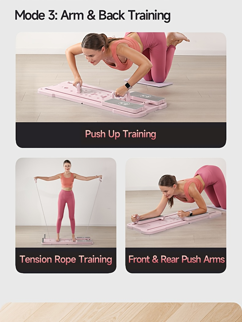 Portable Pilates Reformer Board 9-in-1 – Foldable Ab Wheel & Push-Up Workout Machine for Full Body Core Training, Muscle Toning & Home Gym Fitness