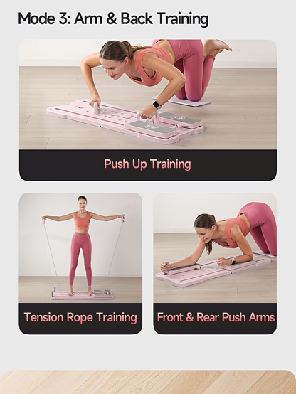 Portable Pilates Reformer Board 9-in-1 – Foldable Ab Wheel & Push-Up Workout Machine for Full Body Core Training, Muscle Toning & Home Gym Fitness