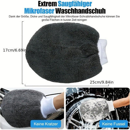 11-Piece Car Cleaning Kit – Tire Brush, Microfiber Wash Gloves, Thick Absorbent Pads & Detail Sponges for Interior & Exterior Car Detailing, Complete Auto Wash Set, Gray
