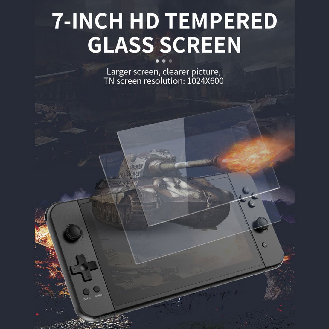 Powkiddy X70 Handheld Game Console – 7" IPS Large Screen 1024×600 HDMI Output Dual Player 3500mAh 20+ Emulators Retro Gaming System
