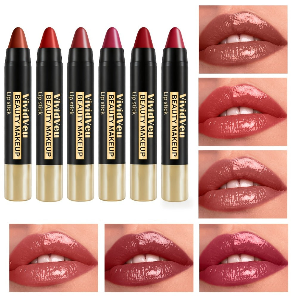 Retractable Matte Lipstick Pen Set 6Pcs Waterproof Non-Transfer Cup-Proof Long-Lasting Creamy Lip Color for Women All Skin Tones Daily Wear Date Night Special Occasions Makeup Gift