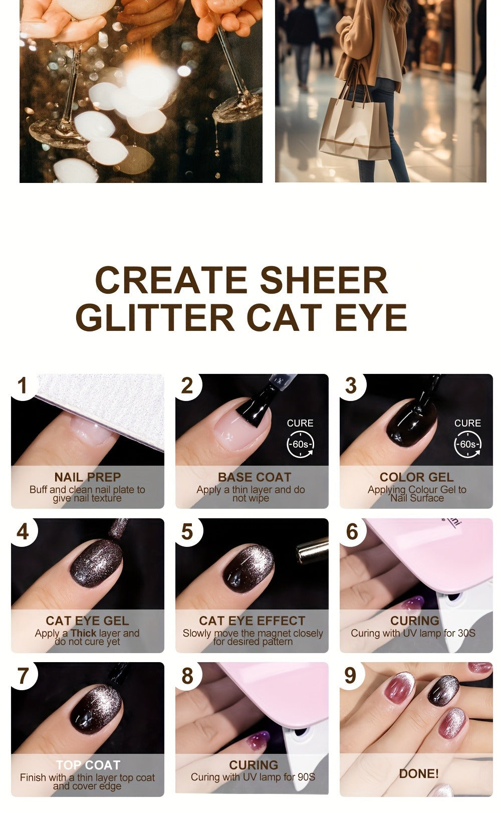 Cat Eye Gel Polish 8ml Holographic Chameleon Flash — Magnetic Sand 3D Color-Shifting Semi-Permanent UV LED Gel Varnish for Salon & Home DIY Nail Art, Gift for Women