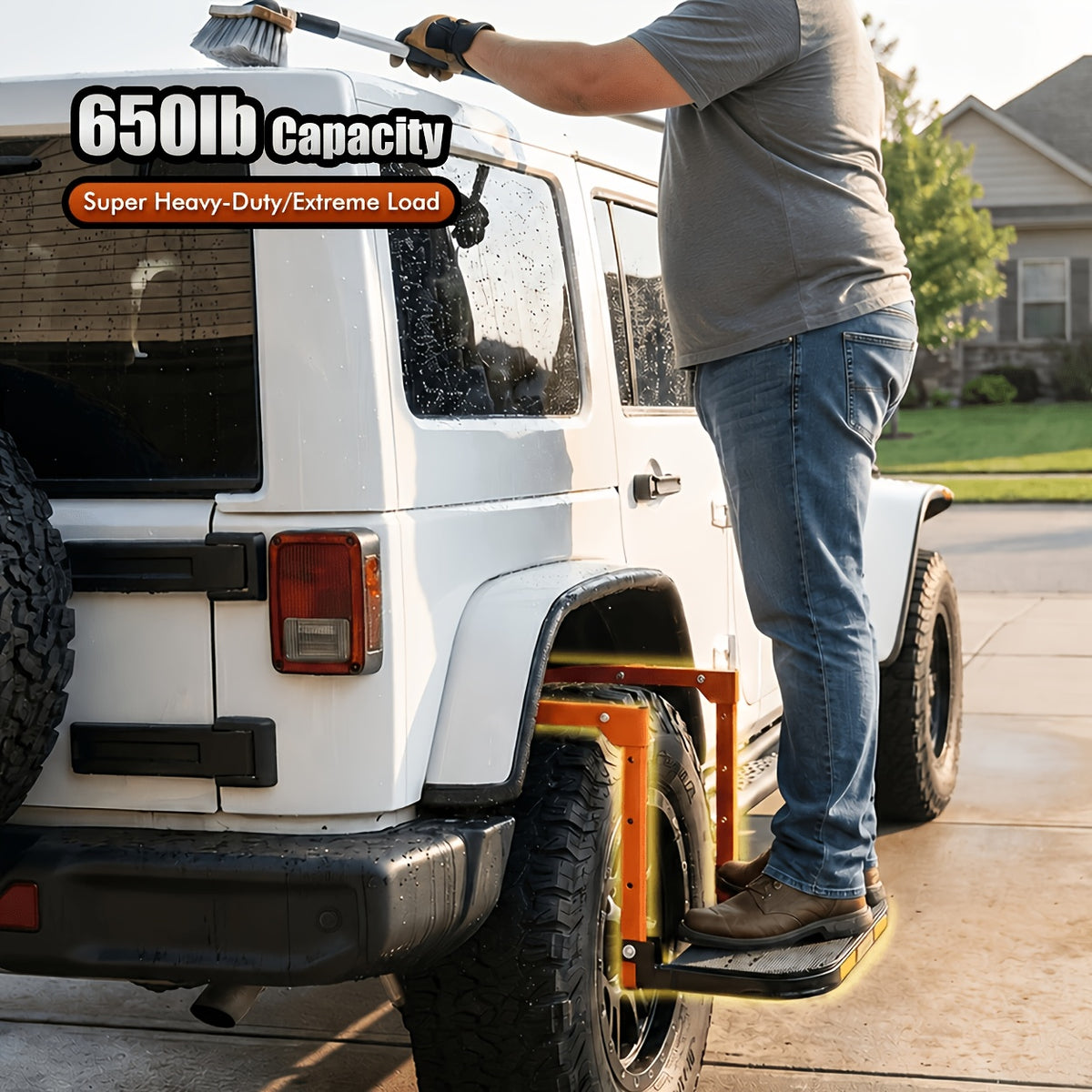 Heavy Duty Foldable Tire Step with Anti-Slip Texture, Adjustable Height, 300/650 LBS Load Capacity, Fits Tires Up to 13.5" And 15" Wide, Portable Roof Rack Climbing Step, Universal Car Additions for Truck SUV Trailer