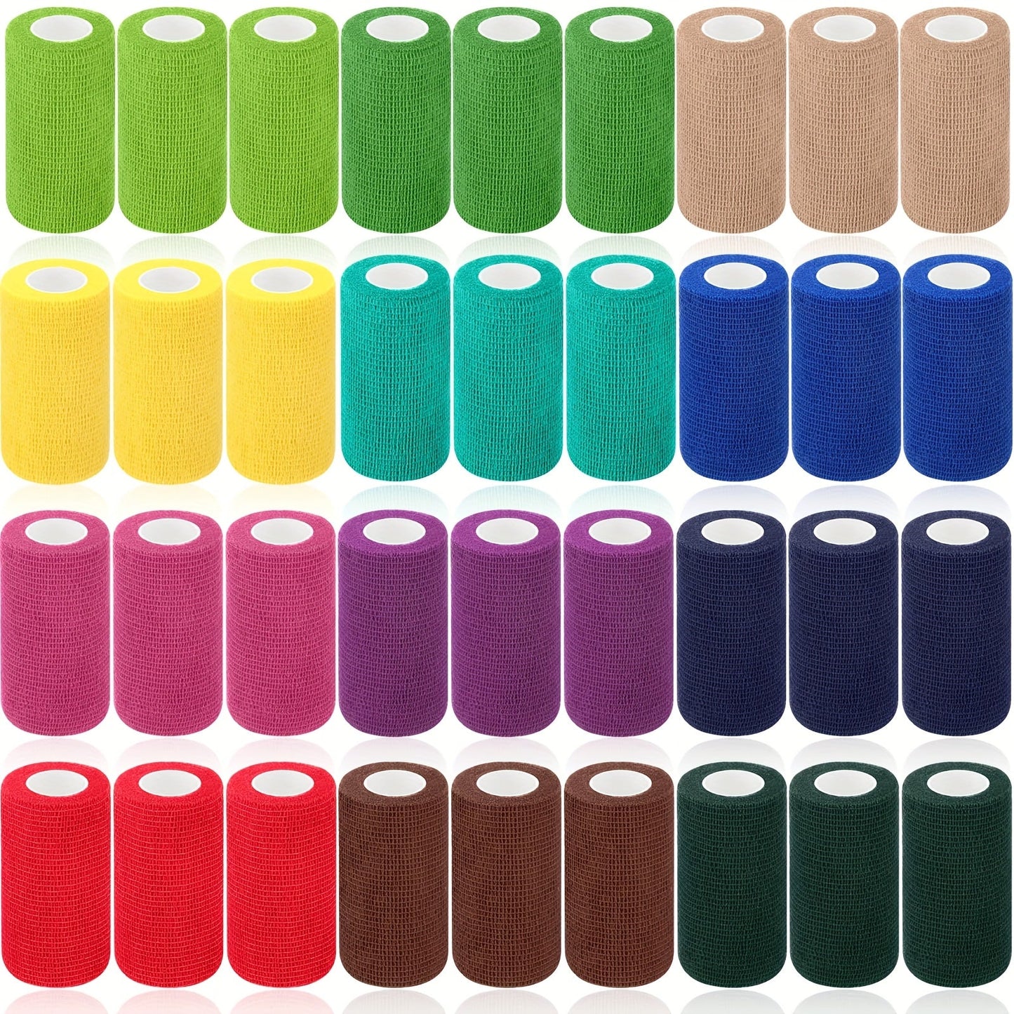 Self Adherent Bandage Wrap 36 Pack - 4 Inch x 5 Yard Cohesive Elastic Athletic Tape, Breathable Self-Stick Wrap for Wrist Ankle Knee Joint Support, Sports First Aid Compression Bandage Roll Set