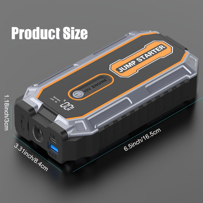 Car Jump Starter, 6000A Portable Battery Jumper Starter Pack For 2.64gal Gas 1.59gal Diesel Engines, 12V Car Battery Booster Box With LCD Display, LED Flashlight, USB Charger Power Bank