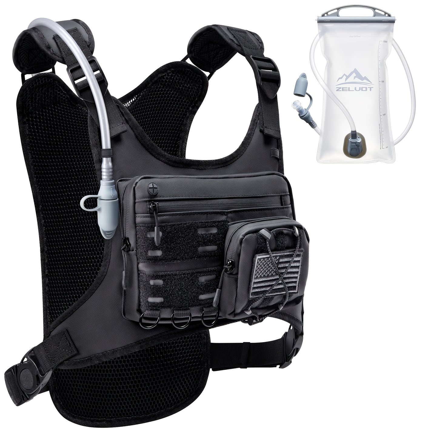 Running Hydration Vest with 2L Water Bladder – Lightweight Reflective Chest Pack for Men Women Marathon Trail Running
