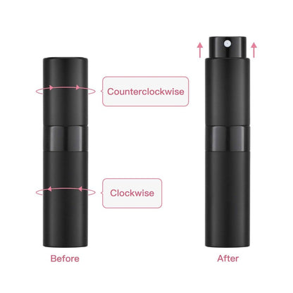 Refillable Perfume Atomizer Travel 5 Pack – 8ml Mini Cologne Sprayer Bottles with Cap-Free Twist Design, Leak-Proof Aluminum & Glass Portable Pocket Perfume Dispenser in 5 Colors for Women & Men