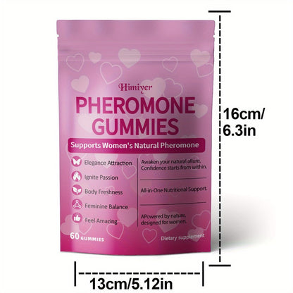 Women's Pheromone Gummies with L-Arginine, Maca & Beetroot – Natural Attraction, Confidence & Feminine Balance Supplement, Strawberry Flavor, 30 Gummies 30-Day Supply