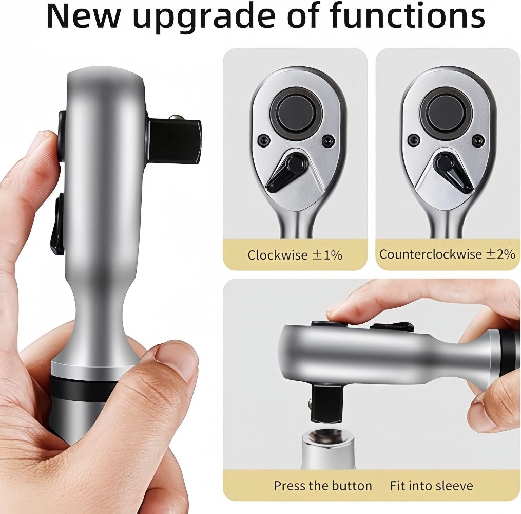 Digital Torque Wrench - 1/2" & 3/8" Drive, ±1% Accuracy, LED & Buzzer Alert, 4 Units, 500 Data Sets, Preset P1-P8, Chrome Vanadium Steel for Auto, Bike & Motorcycle
