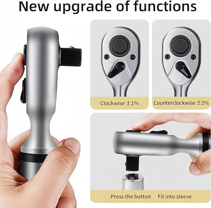 Digital Torque Wrench - 1/2" & 3/8" Drive, ±1% Accuracy, LED & Buzzer Alert, 4 Units, 500 Data Sets, Preset P1-P8, Chrome Vanadium Steel for Auto, Bike & Motorcycle