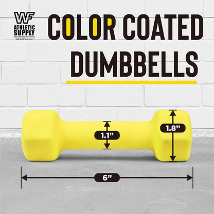 Neoprene Dumbbells Pair with Non-Slip Hex Shape – Color-Coded Hand Weights for Women & Men, Strength Training, Home Gym & Aerobics – 2LB to 15LB Available in Yellow, Green, Red, Blue & Gray
