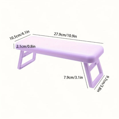 Folding Nail Armrest Hand Rest for Nail Technicians - Cushioned Wrist Support Pillow Bracket, Portable Manicure Table Stand, Professional Salon Nail Station Accessory, Pink White Purple