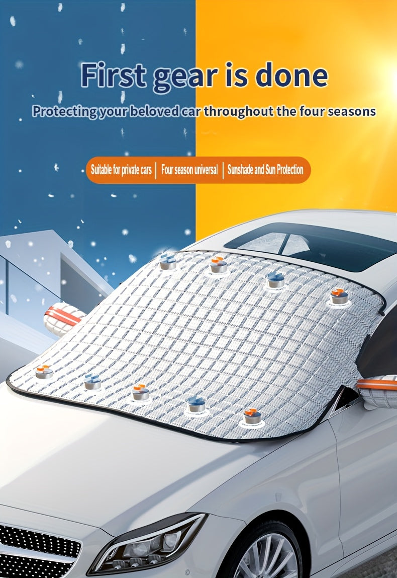 Four Seasons Car Window Snow Cover Large Magnetic Car Windshield Snow Cover Anti Freezing Snow Windshield Glass Sunshade Advanced Magnetic Car Windshield Sunshade - Durable, Easy to Install, Enhance Visibility And Protection Sunscreen