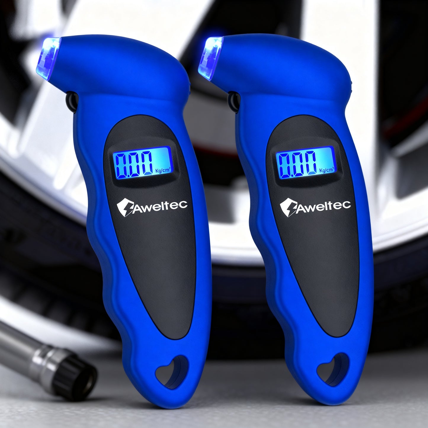 Digital Tire Pressure Gauge 2-Pack 150 PSI - Backlit LCD, 4 Modes PSI/Bar/KPA/Kgf, Non-Slip Grip for Car, Truck, Motorcycle & Bicycle