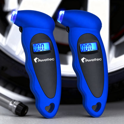 Digital Tire Pressure Gauge 2-Pack 150 PSI - Backlit LCD, 4 Modes PSI/Bar/KPA/Kgf, Non-Slip Grip for Car, Truck, Motorcycle & Bicycle