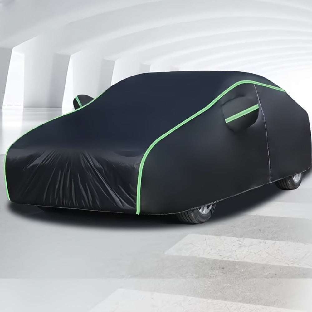 Outdoor Car Cover Waterproof Heavy Duty - Thickened High-Grade Polyester Sun Rain Snow UV Protection, Black All-Weather Cover for Sedan SUV, Sizes L XL XXL YL YXL YXXL
