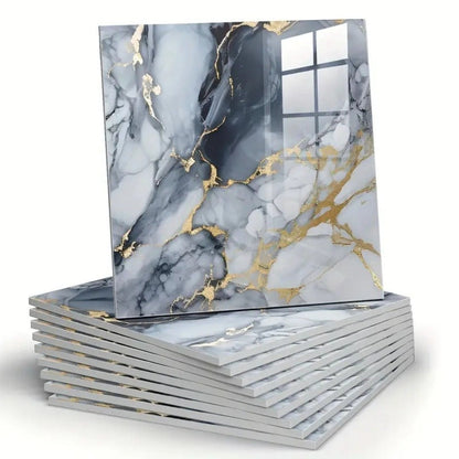 Self-Adhesive PVC Marble Tile Stickers 20pcs 30x30cm Waterproof Wall Panels for Bathroom Kitchen Living Room Backsplash Decor