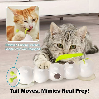 Automatic Caterpillar Cat Toy Interactive Electric Teaser for Indoor Cats - Self-Moving Worm Chasing Toy Stimulates Hunting Instincts Keeps Cats Active & Entertained