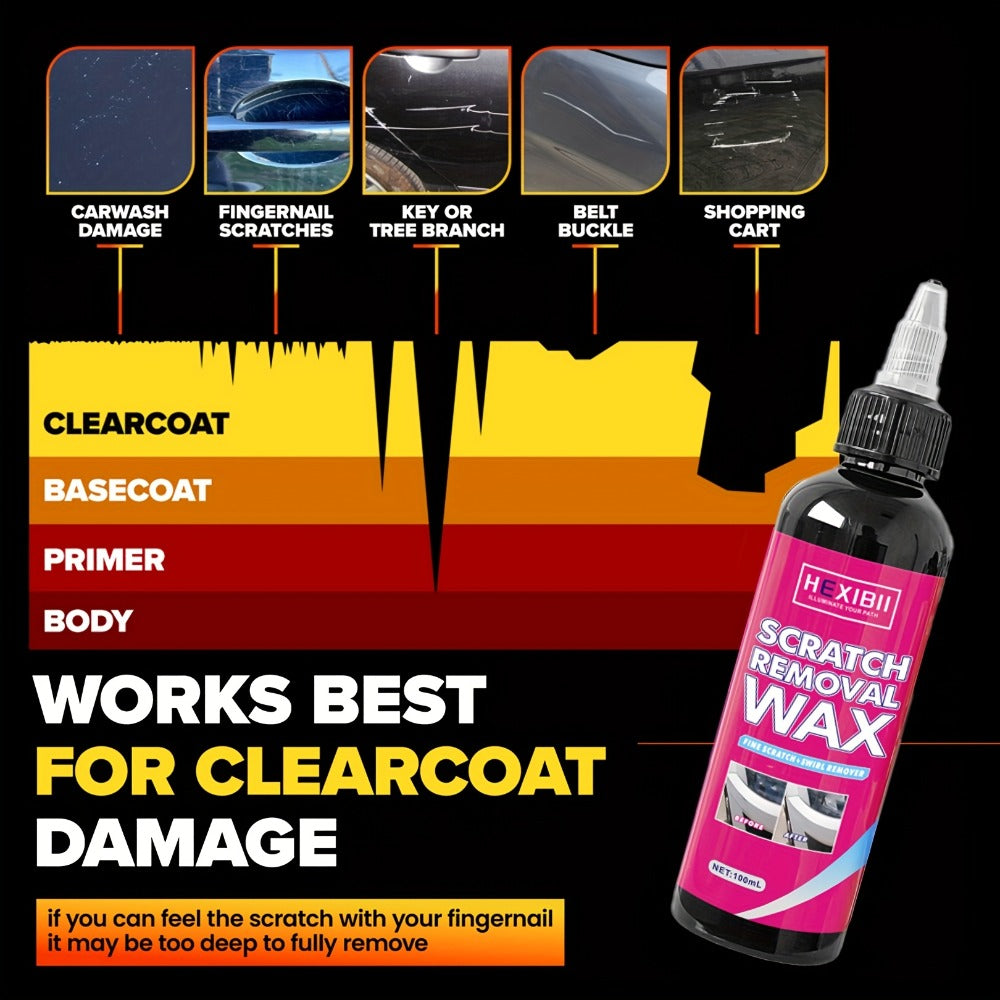 Car Scratch Remover Wax 2-Pack - Liquid Formula for Fine Surface Scratch Repair on Cars, RV, Trucks & Motorcycles