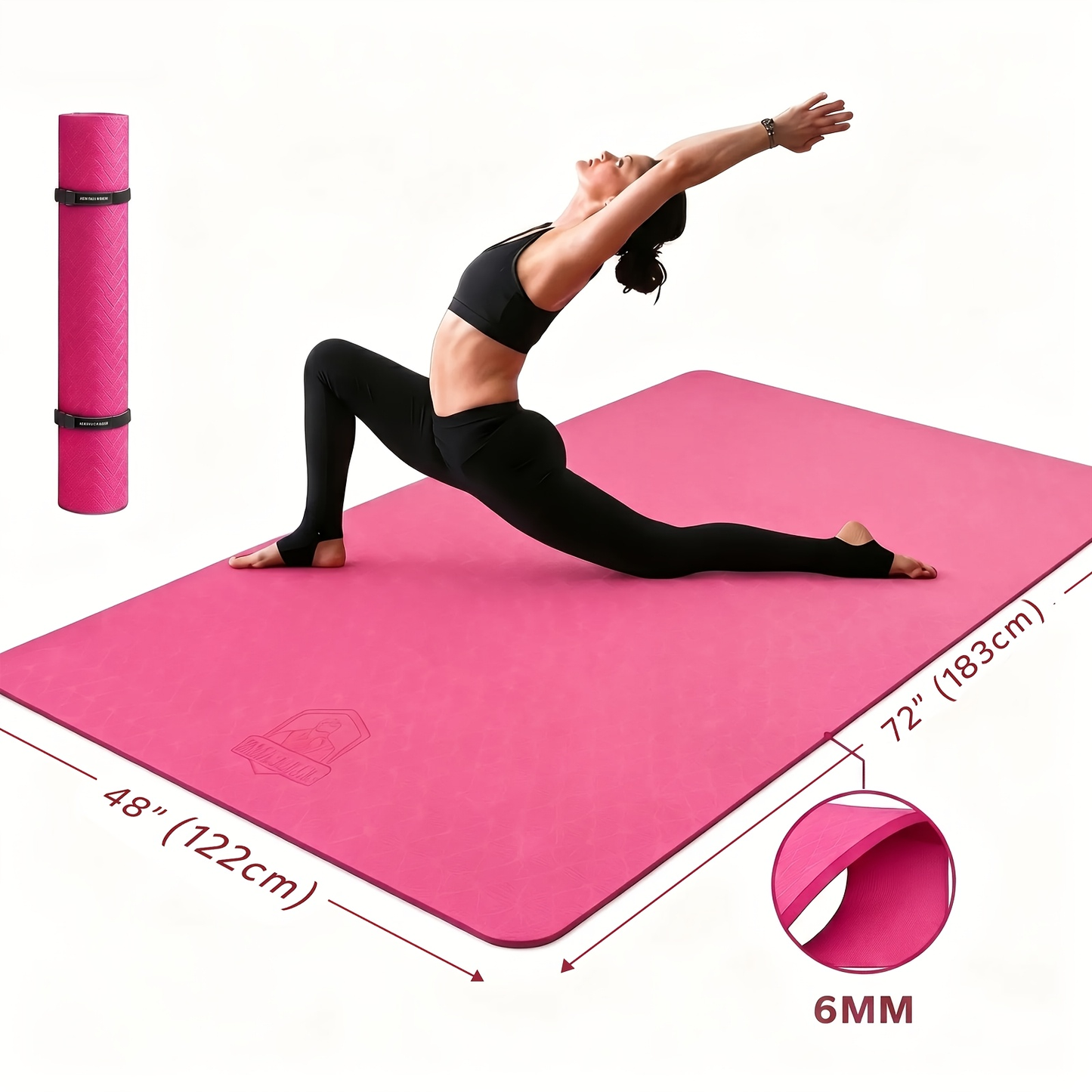 Extra Large Yoga Mat 6mm Thick – Non-Slip TPE Dual-Side Exercise Mat with Carry Bag for Yoga, Pilates, Stretching & Home Workouts – Multiple Sizes & Colors