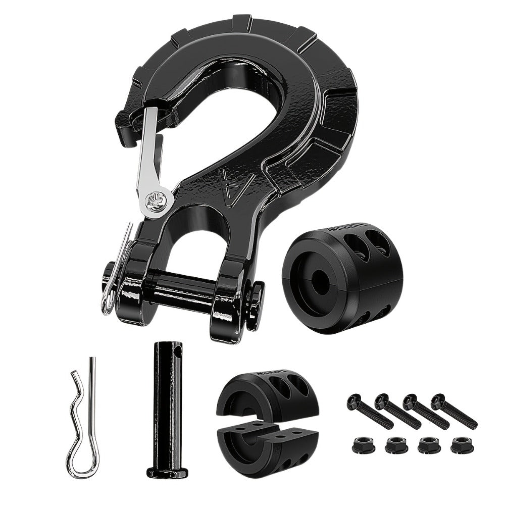 Winch Hook Forged Steel 3/8" Grade 70 Clevis Slip Hook 35,000 lbs – Spring Latch ATV UTV Jeep Truck Off-Road Recovery Towing – Red Black Green Orange