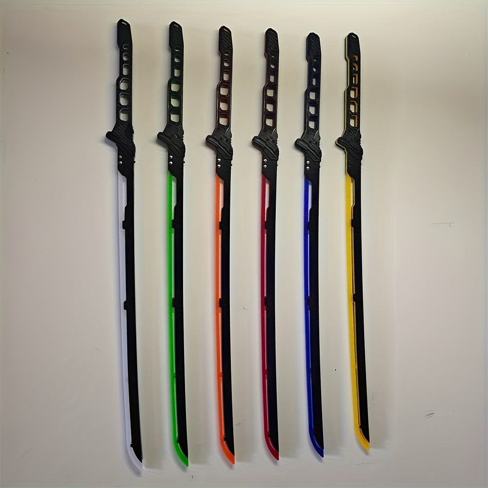LED Cyberpunk Katana Prop 80cm Acrylic Luminous – 1:1 Scale Sci-Fi Glowing Sword for Cosplay Halloween Masquerade Party Display Collectible Blunt Safe Red Orange Green