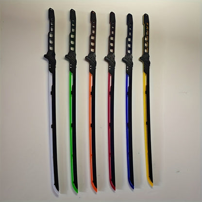 LED Cyberpunk Katana Prop 80cm Acrylic Luminous – 1:1 Scale Sci-Fi Glowing Sword for Cosplay Halloween Masquerade Party Display Collectible Blunt Safe Red Orange Green