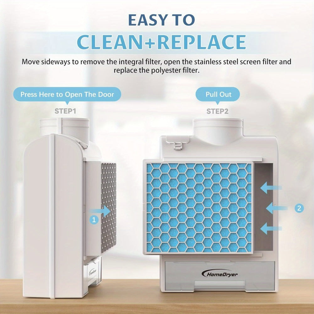 Indoor Dryer Vent Kit 3-in-1 Lint Trap Filter Box Stainless Steel Screen 6 Polyester Filters Reusable Washable Reduces Moisture Prevents Mold for Electric Clothes Dryers
