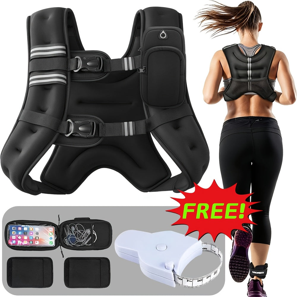 Weighted Vest for Running & Strength Training – Slim Fit Reflective Design with Phone Pouch, Snap-On Unisex Weight Training Vest for Gym, Core Strength & Bone Health, 8 / 12 / 16 lb Options