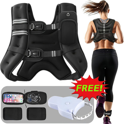 Weighted Vest for Running & Strength Training – Slim Fit Reflective Design with Phone Pouch, Snap-On Unisex Weight Training Vest for Gym, Core Strength & Bone Health, 8 / 12 / 16 lb Options