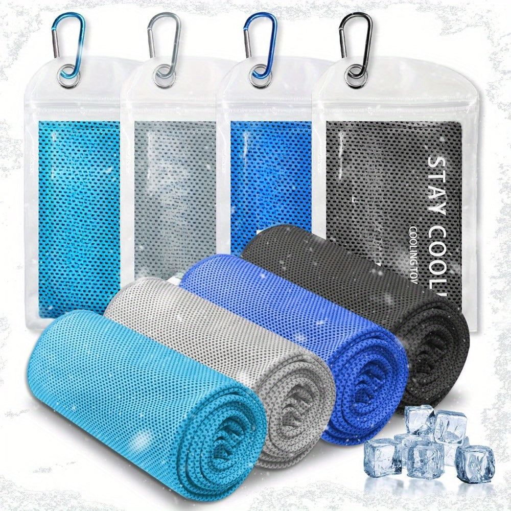 Neck Cooling Towels 8-Pack – Soft Breathable Sport Towels for Neck & Face with Carabiner Clips & Carry Bag, Multi-Color Chilling Towels for Running, Yoga, Climbing, Gym & Travel
