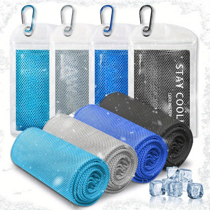 Neck Cooling Towels 8-Pack – Soft Breathable Sport Towels for Neck & Face with Carabiner Clips & Carry Bag, Multi-Color Chilling Towels for Running, Yoga, Climbing, Gym & Travel