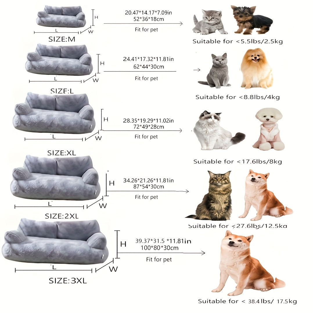 Plush Cat Sofa Bed – Four Seasons Comfort Washable Pet Couch for Cats & Small Dogs | M, L, 2XL, 3XL