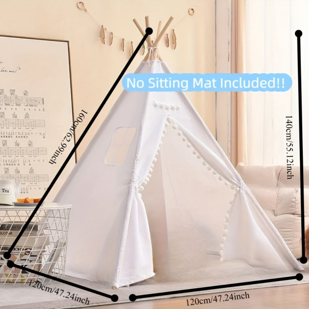 Kids Teepee Tent Indoor Outdoor Play Tent – Nordic Conical Princess Playhouse, Washable Kids Play Tent for Toddlers & Children | White, Blue, Pink, Star | Birthday Christmas Gift