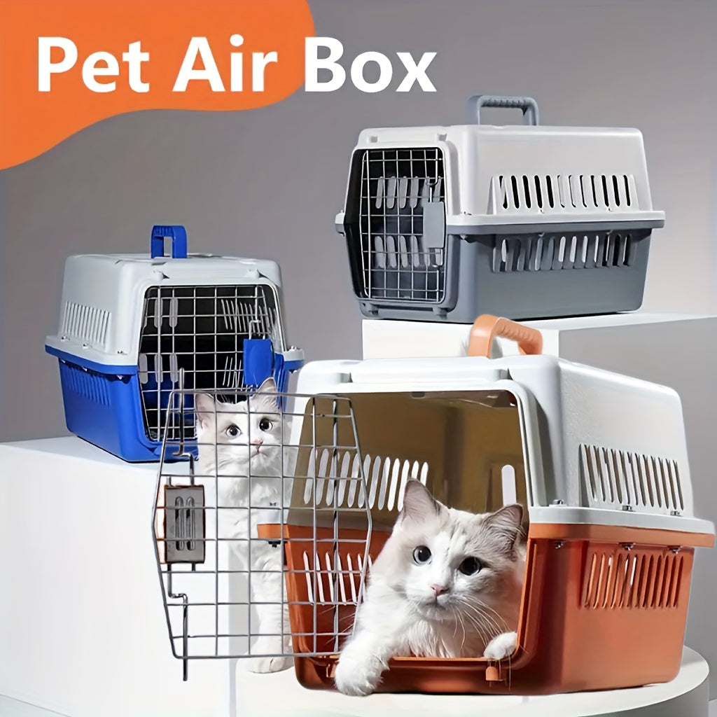 Hard Sided Pet Carrier Airline Approved - Durable Travel Crate for Cats and Dogs Up to 14 Pounds, Ventilated Hard Shell Kennel for Air and Road Travel, Secure Locking Door, Available in Orange Blue Grey