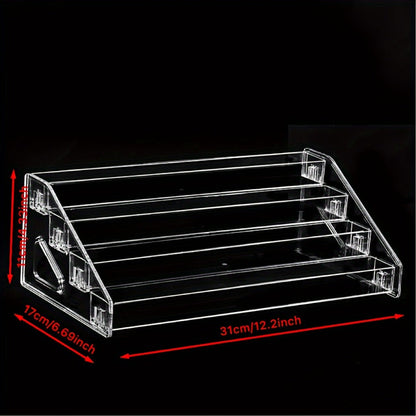 Nail Polish Organizer Acrylic Display Stand 4 Tier Clear Transparent Rack Gel Polish Holder Countertop Storage Shelf for Nail Studio Salon Home Vanity No Assembly Needed Formaldehyde-Free
