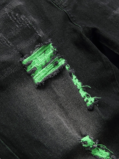 Women's Mid-Rise Jeans - Black Distressed Stretch