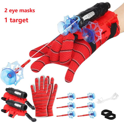 Wrist Spider Web Shooter Toy for Kids & Teens – Superhero Web Launcher Set with Eye Mask Target & Water Gun, Outdoor Party Gift Boys Halloween Easter Birthday