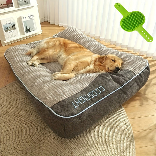 Thickened Dog Bed for Winter Warmth - Soft Polyester Fiber Fill, Collapse-Resistant, Machine Washable Cat & Dog Bed for Large Breeds, Includes Pet Scratching Tool, 4 Sizes