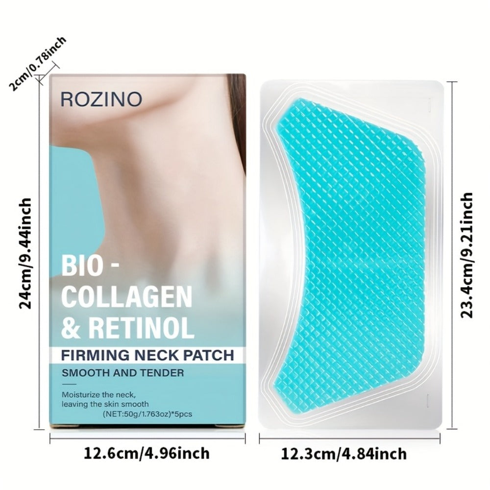 Neck Mask Patch 5pcs Firming & Lifting — Bio Collagen, Bee Venom & 4-in-1 Retinol Gel Patch, Reduces Wrinkles & Sagging, Brightening Anti-Aging Neck Skin Care for Women